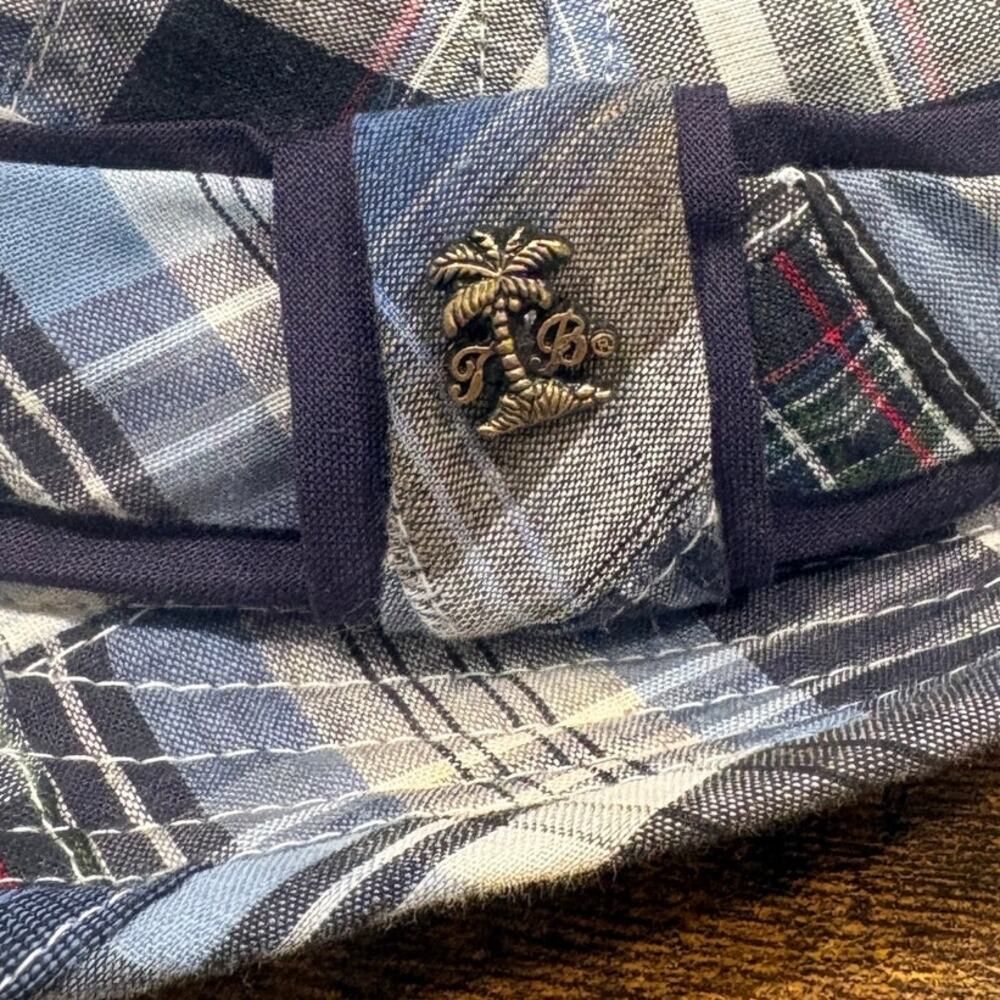 Tommy Bahama La Marque Trilby Fedora Blue Plaid Madras Cotton Summer Vacation - Picture 5 of 10